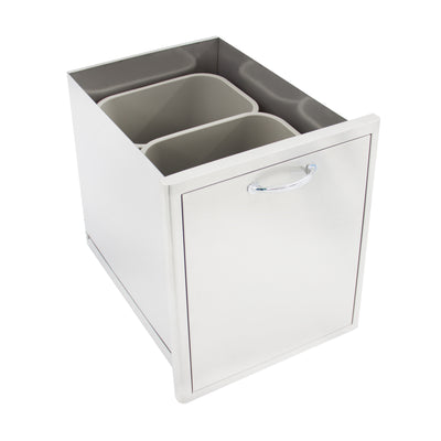Blaze Outdoor 20 Inch Roll Out Stainless Steel Double Trash Can Recycling Bin