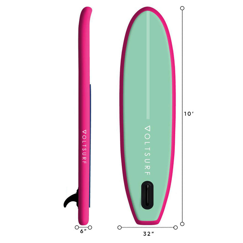 VoltSurf 10 Ft Class Act Inflatable Stand Up Paddle Board Kit, Pink Rail (Used)