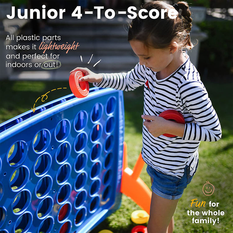 ECR4Kids Junior 4 to Score Indoor Outdoor Kids Game w/ Built-In Ring Holders