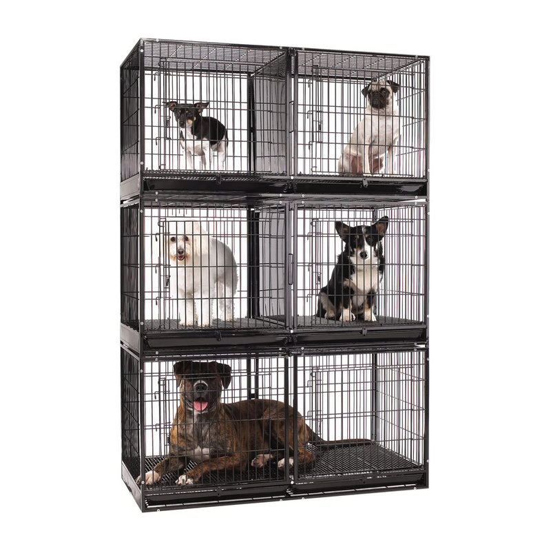 ProSelect Stackable Steel Modular Dog Cage with Tray and Divider Panel, Black