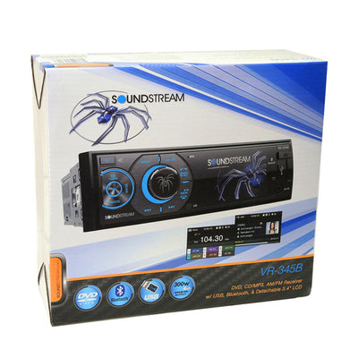Soundstream VR-345B 3.4 Inch Single DIN Audio/Video Multimedia Headunit Receiver
