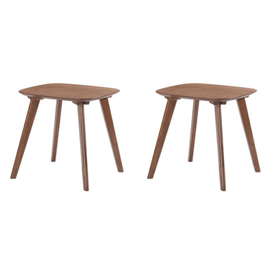 Wallace & Bay Simplicity 19.75 Inch Walnut Square Accent Side End Table (2 Pack)