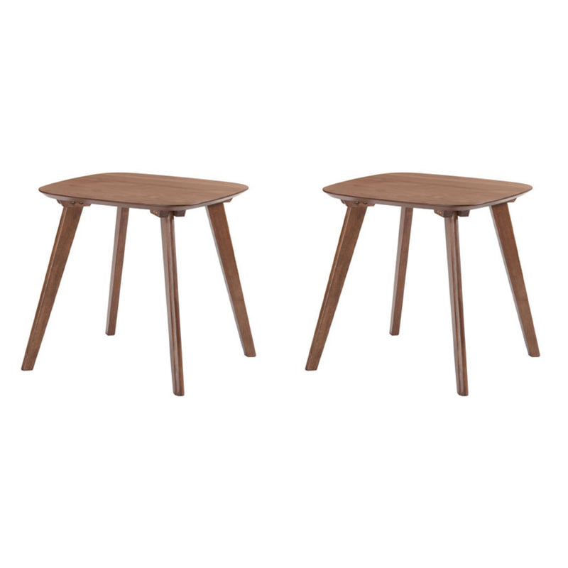 Wallace & Bay Simplicity 19.75 Inch Walnut Square Accent Side End Table (2 Pack)