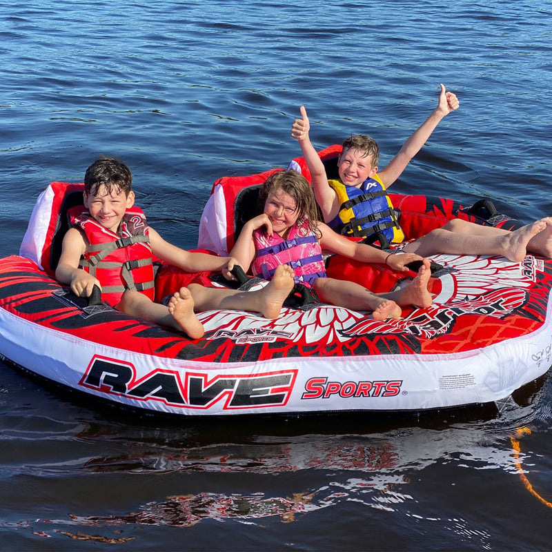 RAVE Sports Warrior 3 Inflatable Towable Tube for Boating, 3 Riders, 510Lbs Max