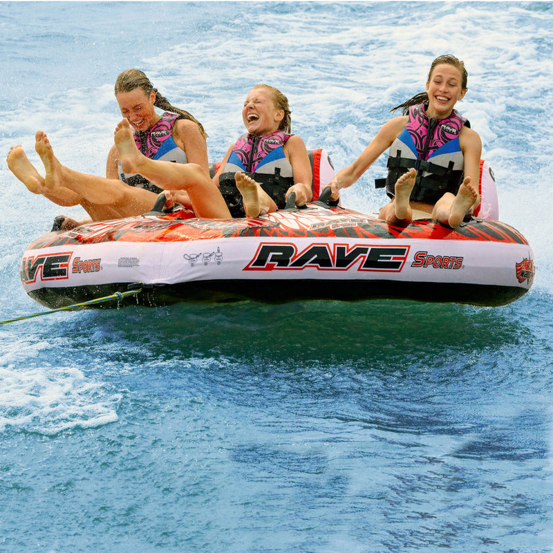 RAVE Sports Warrior 3 Inflatable Towable Tube for Boating, 3 Riders, 510Lbs Max