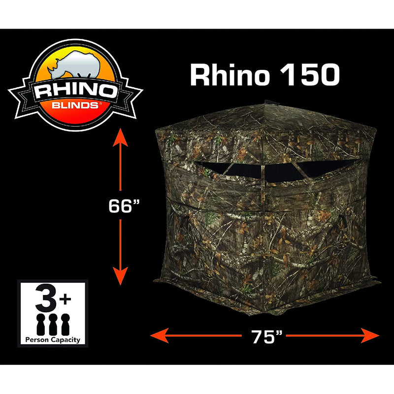 Rhino Blinds R150 Durable 3 Person Outside Game Hunting Ground Blind (2 Pack)