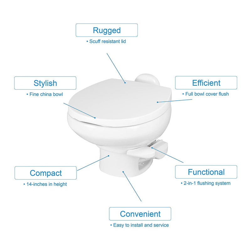 Thetford 42063 Aqua Magic Style II RV Low Profile Portable Travel Toilet, White