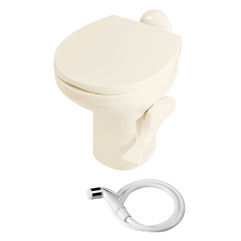 Thetford 42064 Aqua Magic II Hand Flush High Profile Toilet w/Hand Sprayer, Bone