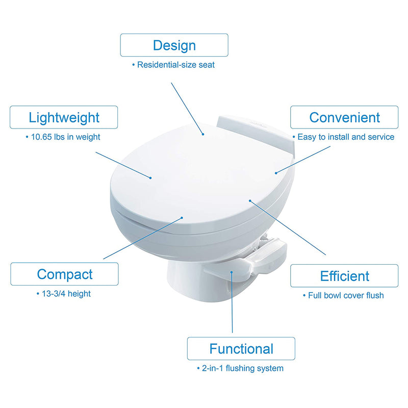 Thetford 42170 Aqua Magic Residence RV Portable Low Profile Travel Toilet, White