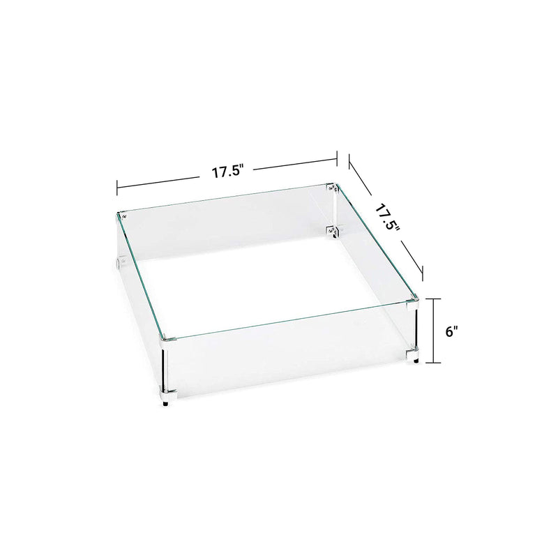 American Fire Glass FG-SQP-12 12" Square Fire Table Wind Guard Flame Shield