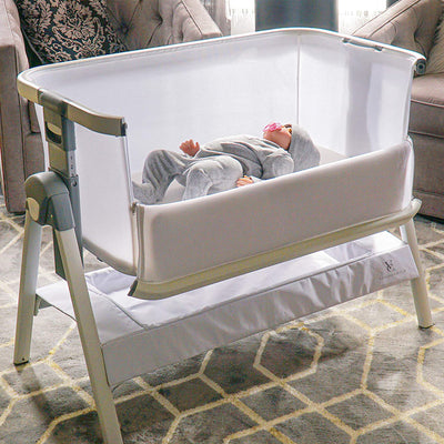 Venice Child California Dreaming Portable Lockable Bedside Bassinet Crib, White
