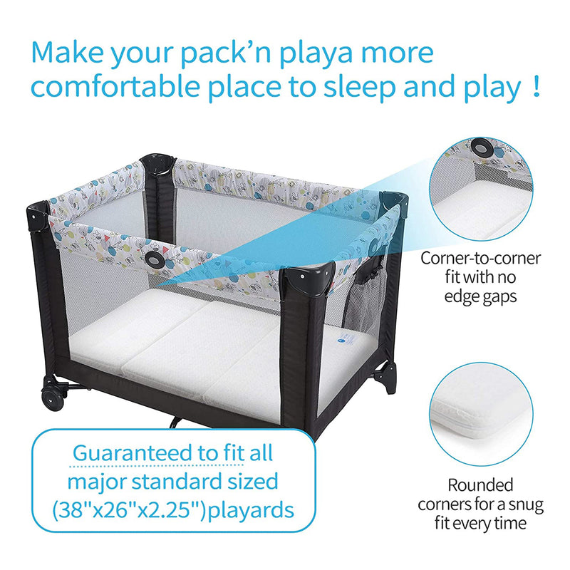 Bi-Comfer Pack n Play Tri Fold 2 Stage Waterproof Mini Crib Memory Foam Mattress