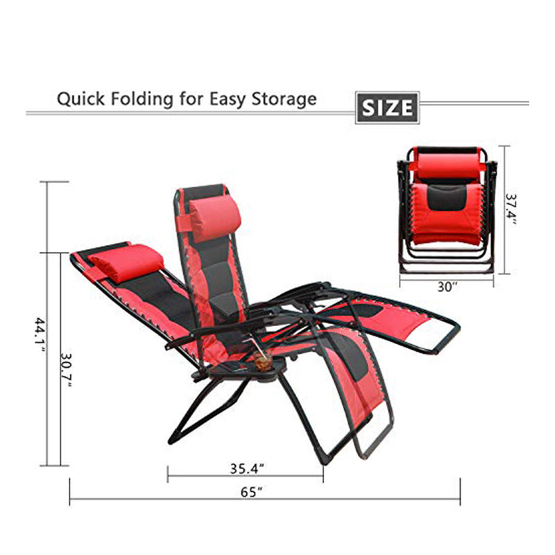 GOLDSUN Oversized Zero Gravity Adjustable Reclining Chair with Cup Holder, Red