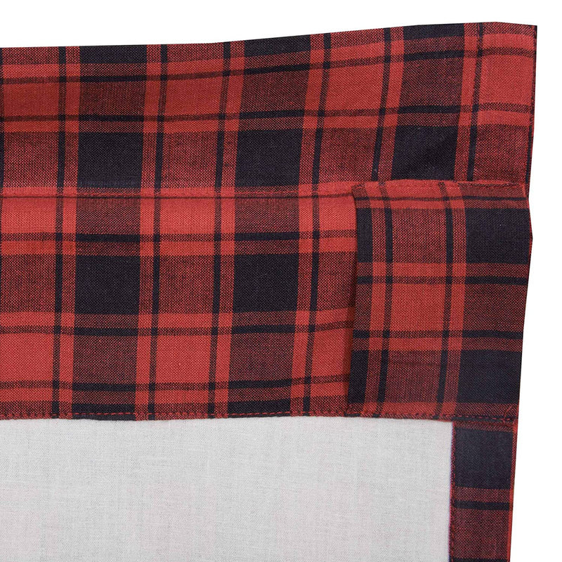 VHC Brands Rustic & Lodge Plaid Prairie Short Curtain Panel Set, Red (2 Panels)
