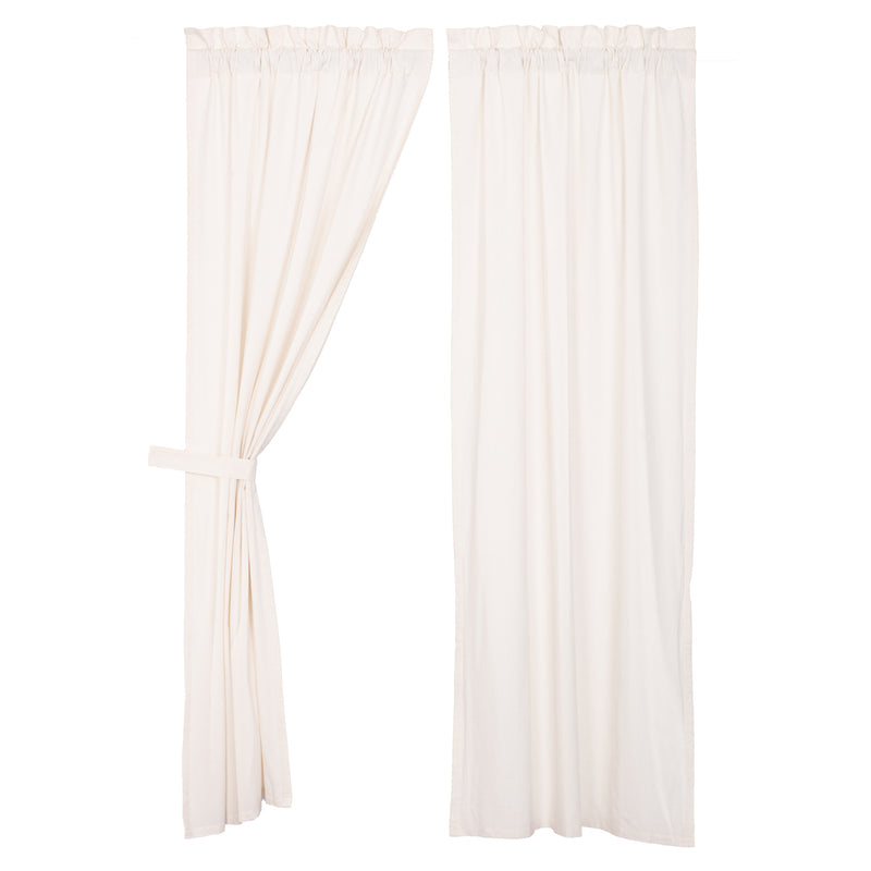 VHC Brands Simple Life Flax Cotton Linen Window Panel Set, White (2 Panels)