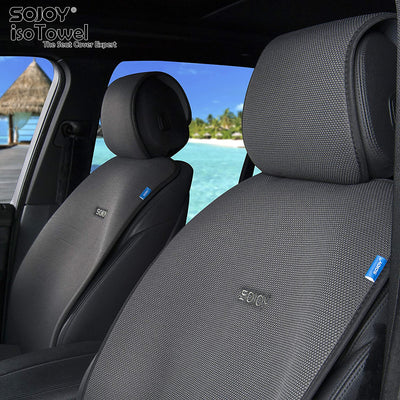 Sojoy Universal Four Seasons 2 Car Seat Covers & Cushions, Honeycomb Cloth Black