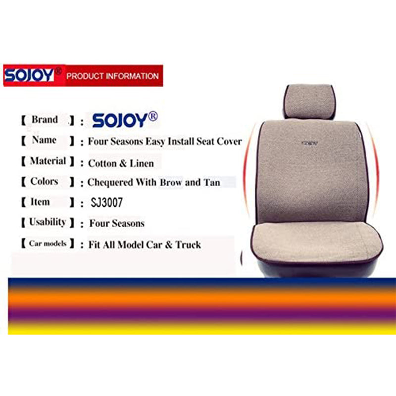 Sojoy Universal Four Seasons Car Seat Covers & Cushions, Full Set, Brown and Tan