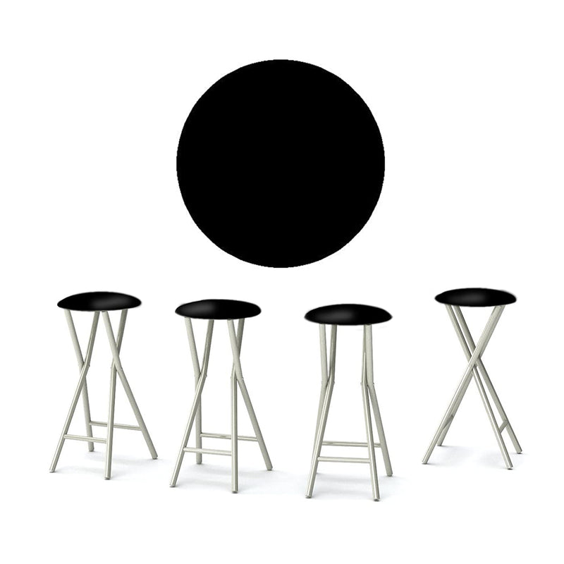 Best of Times Portable Padded Counter Seat Bar Stools, Black/White (Set of 4)