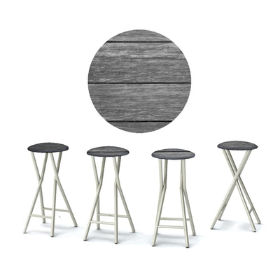 Best of Times Portable Padded Counter Seat Bar Stools, Gray Wood (Set of 4)