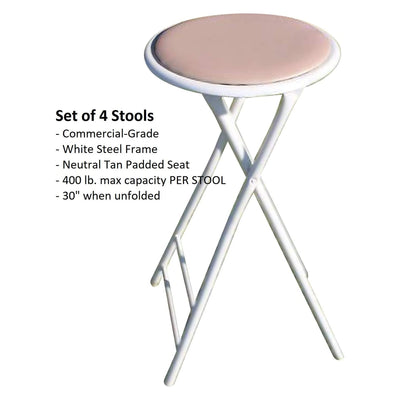 Best of Times Portable Padded Counter Seat Bar Stools, Gray Wood (Set of 4)