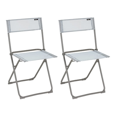 Lafuma Batyline Iso Fabric Folding Steel Frame Balcony Chair, Ciel (2 Pack)