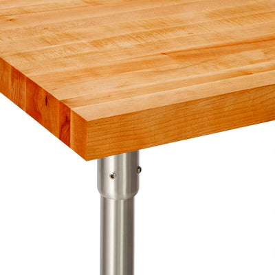 John Boos 60x30in Cherry Wood Top Kitchen Work Table w/Galvanized Base & Shelf