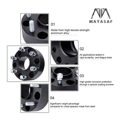 MAYASAF WSA80027x2 1.5" Thick Hub Centric Wheel Spacers, 6 Lug Bolts (2 Pack)
