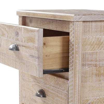 Camaflexi Baja Rustic Solid Wood 2 Drawer Nightstand with Metal Pulls, Barnwood