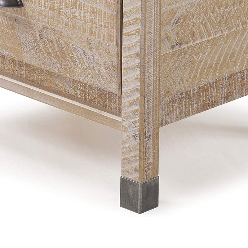 Camaflexi Baja Rustic Solid Wood 2 Drawer Nightstand with Metal Pulls, Barnwood