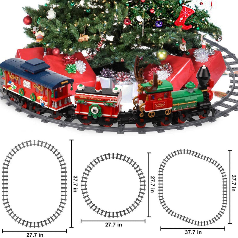 Panlos Christmas Train Set Building Block Toy Kit with Station, 1,217 Pieces
