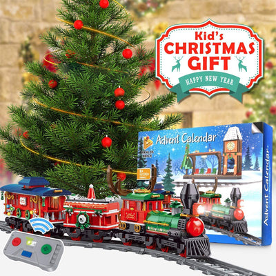 Panlos Christmas Train Set Building Block Toy Kit with Station, 1,217 Pieces