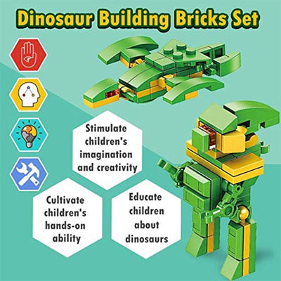 PANLOS 12 in 1 Dinosaur Construction Model Building Brick Block, 577 Pieces