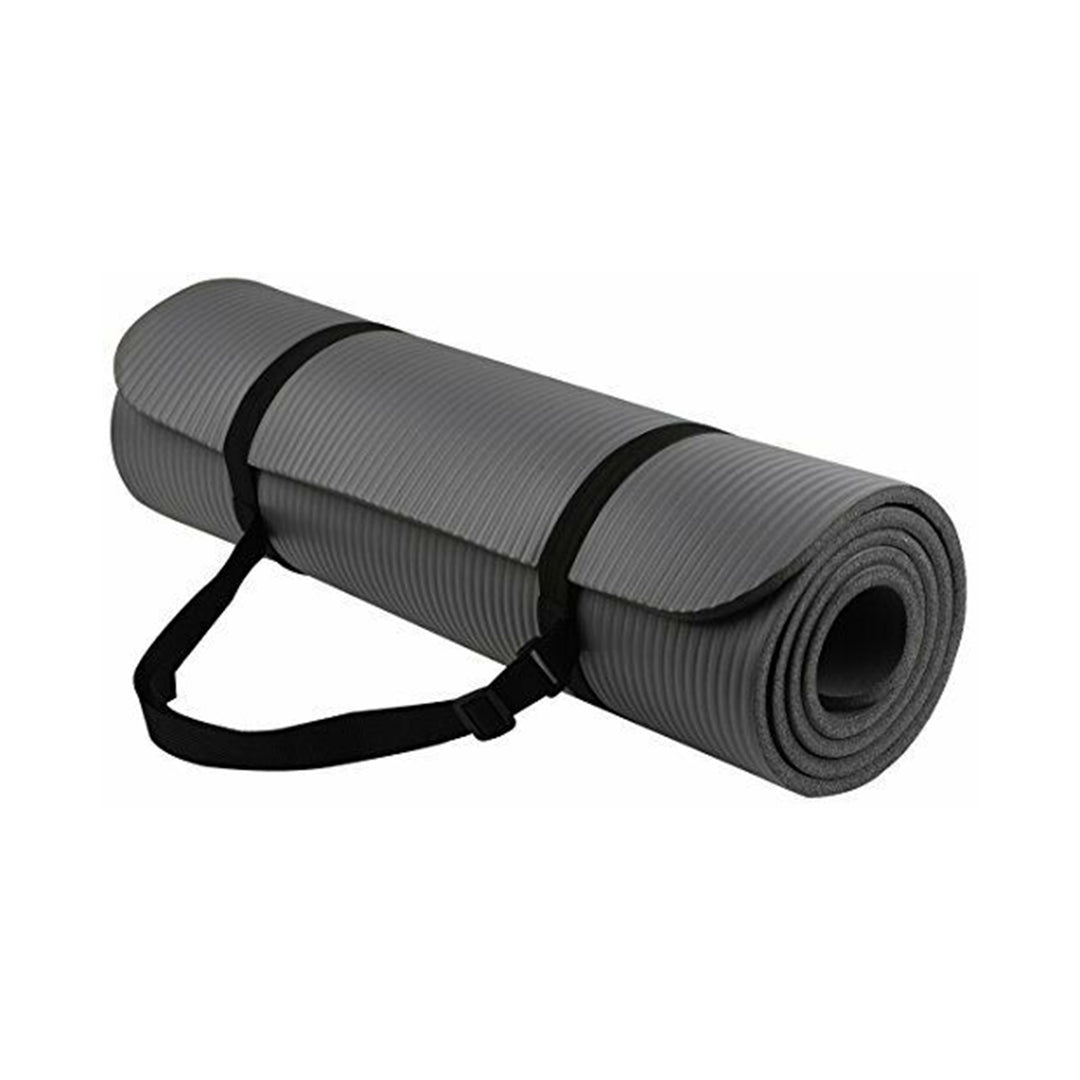 BalanceFrom Fitness GoYoga 71x24in Anti Tear Exercise Yoga Mat with Strap, Gray - VMInnovations