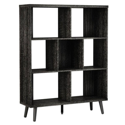 Bestier Mid Century 7 Cube Storage Organizer Bookcase 48.5 Inch, Ash Wood Black