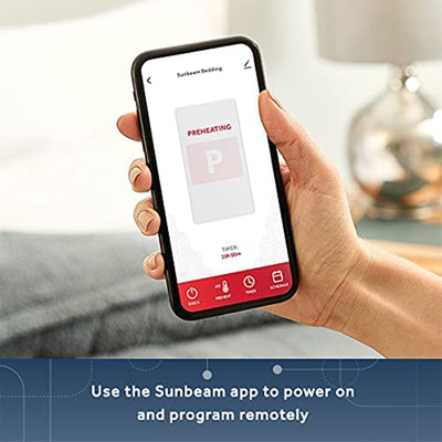 Sunbeam LoftTec Wi-Fi Connected Heated Blanket w/ 10 Heat Settings, Queen, Gray
