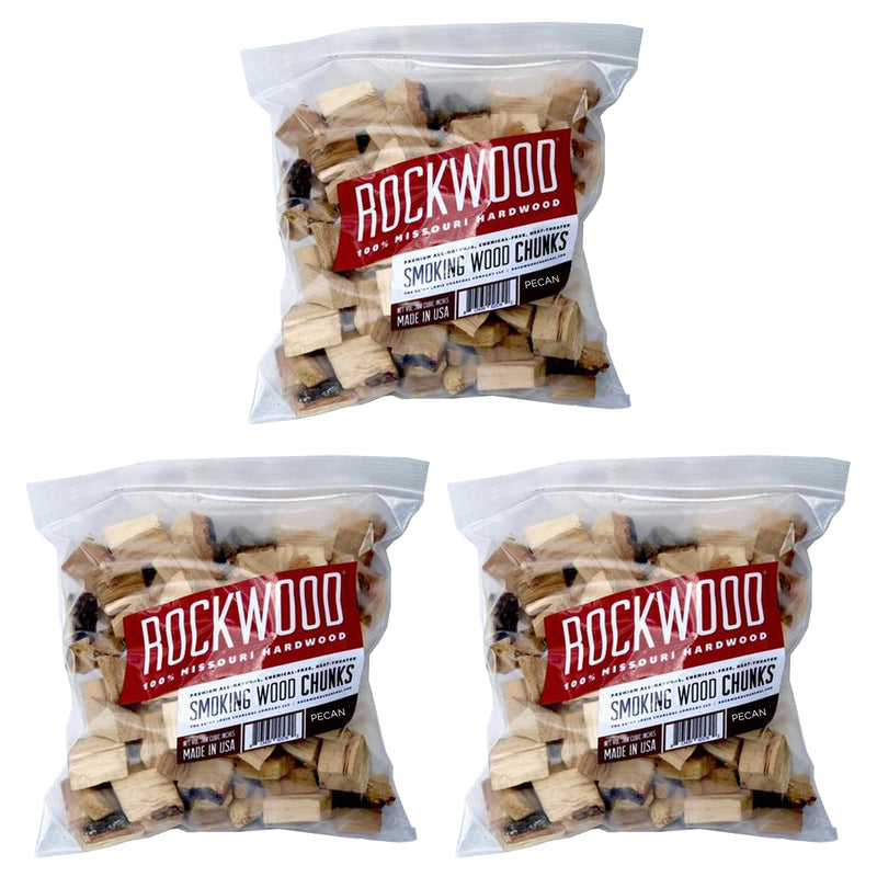 Rockwood Missouri 3-5lb Hardwood Low & Slow Smoking Wood Chunks, Pecan (3 Pack)