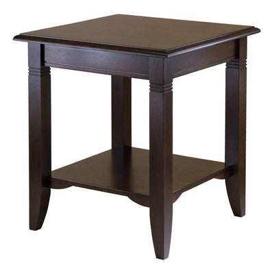 Winsome 21.97 Inch Tall Solid Wood Nolan Occasional Side End Table, Cappuccino