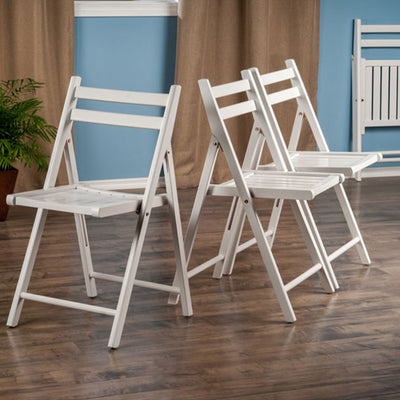 Winsome Robin Fully Assembled Solid Wood Slatted Folding Chairs, Set of 4, White