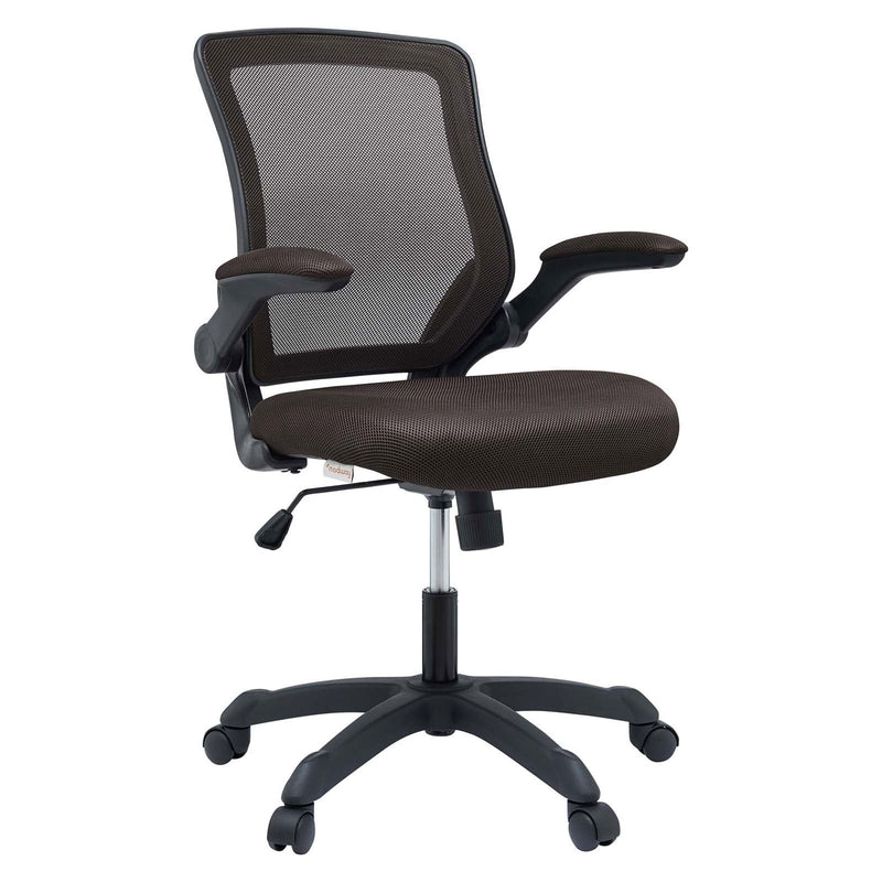 Modway Veer Mesh Fabric Office Chair, Adjustable from 17.5 to 21.5 Inches, Brown