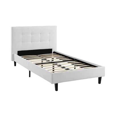 Modway Linnea Upholstered Fabric Platform Bed Frame with Headboard, Full, White
