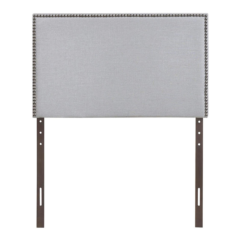 Modway Region Nailhead Adjustable Linen Upholstered Headboard, Twin, Sky Gray