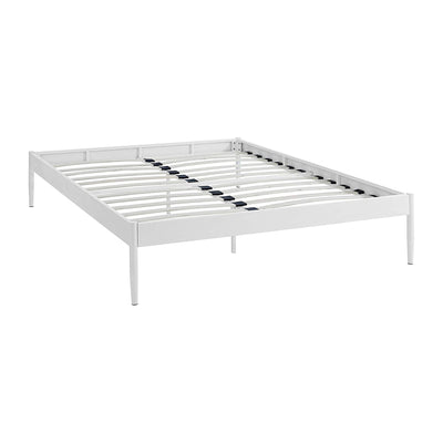 Modway Elsie 83.5 Inch Modern Chic Steel Platform Bed Frame, Queen Sized, White