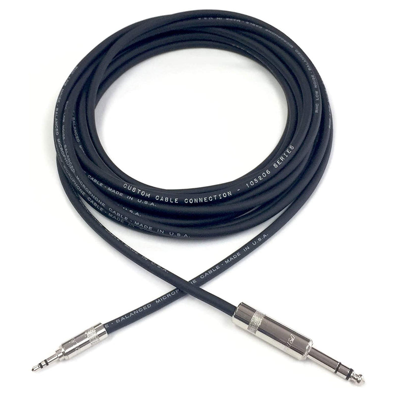 Custom Cable Connection 75 Foot 3.5MM to 0.25 In TRS Stereo Audio Balanced Cable
