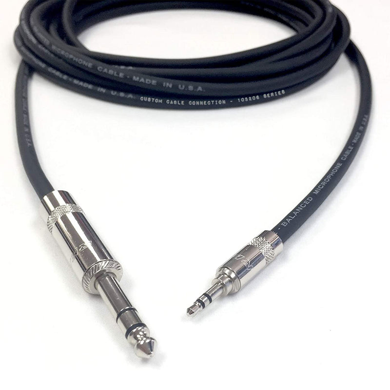 Custom Cable Connection 75 Foot 3.5MM to 0.25 In TRS Stereo Audio Balanced Cable
