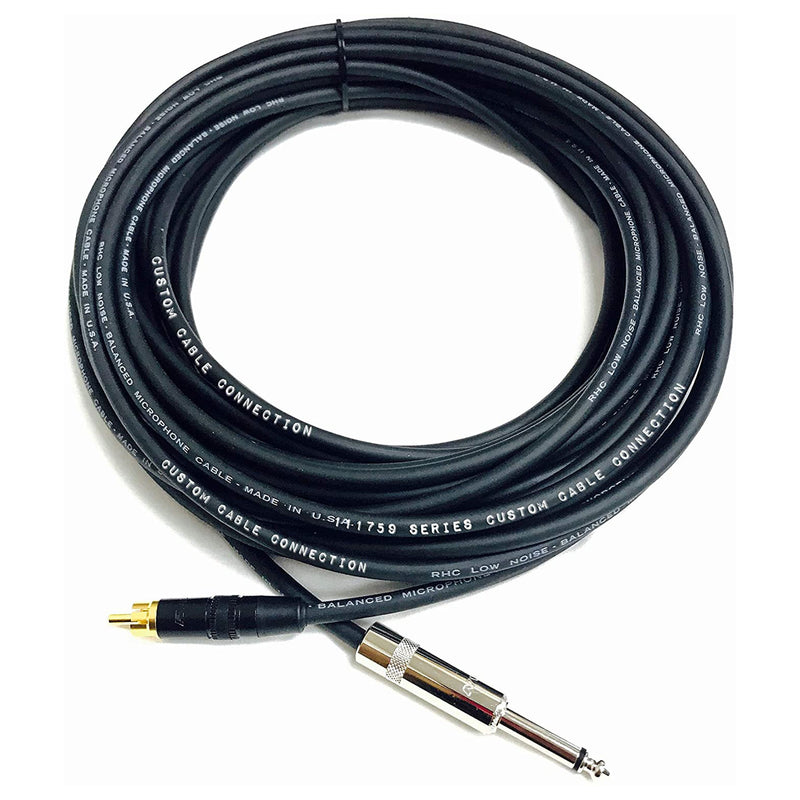 Custom Cable Connection Pro Audio 50 Foot 1/4 Inch 6.35mm TS to RCA Mono Cable