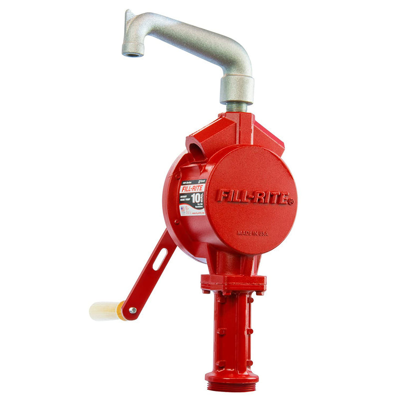 Fill-Rite FR113 Fuel Transfer Rotary Hand Pump with Spout and Suction Pipe, Red