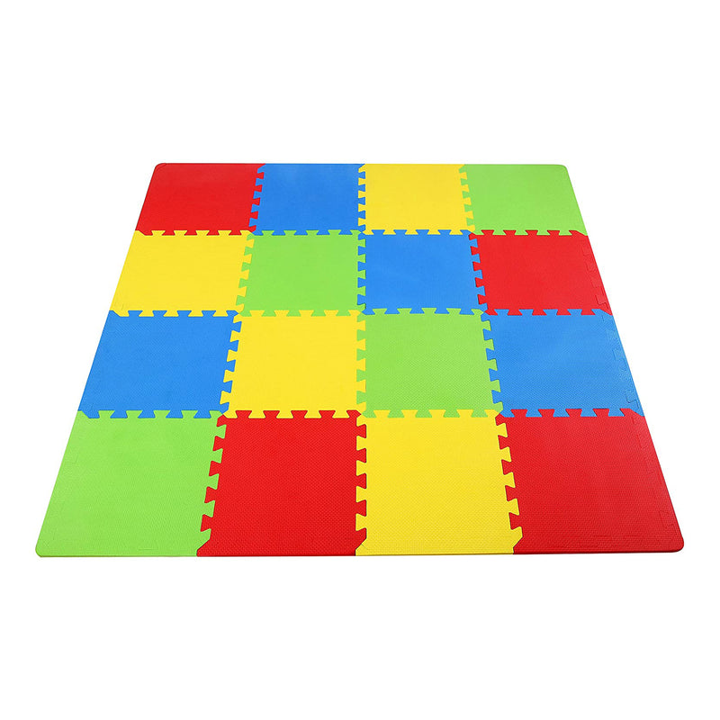 BalanceFrom 4 Color Extra Thick Interlocking Puzzle Foam Exercise Play Mats, 16