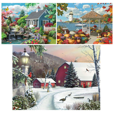 Bits and Pieces 1000 Piece Jigsaw Puzzle Seasons Collection for Adults, 3 Pack