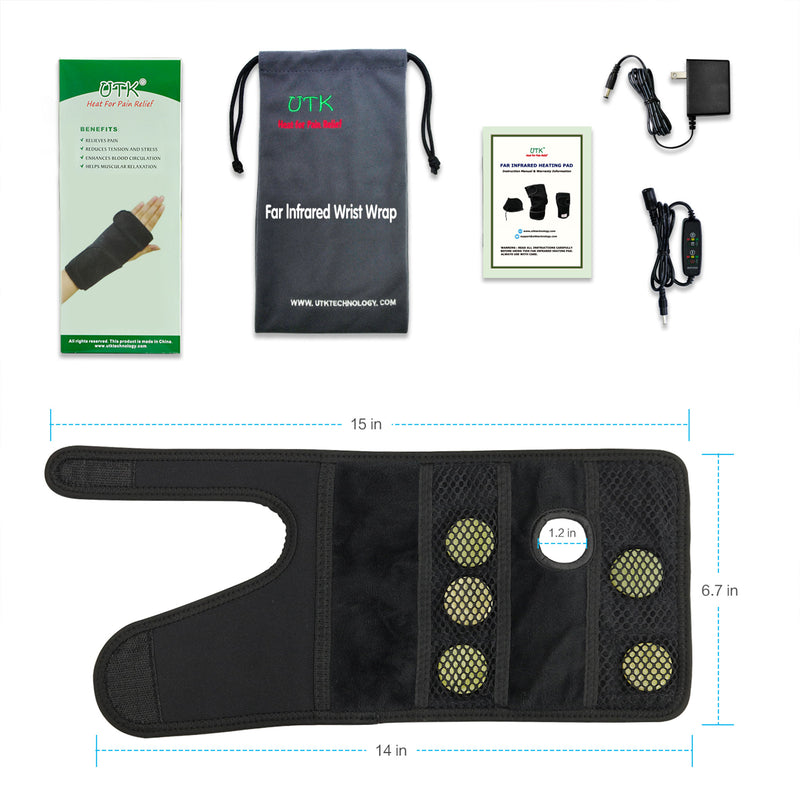 UTK Jade Infrared Wrist Heat Pad Brace for Pain Relief, Right Hand (Open Box)