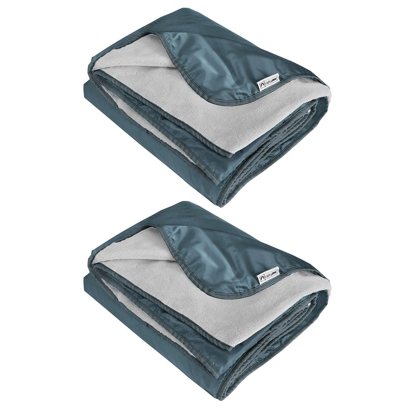 Lightspeed XL Waterproof Outdoor Stadium Blanket w/ Travel Bag, Gray (2 Pack)
